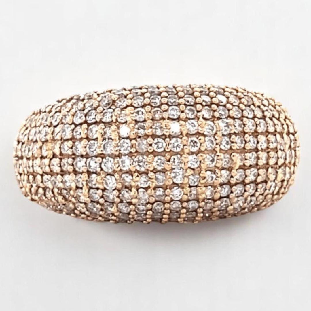 Pave Dome Diamond Ring, 14k Solid Gold, Natural Diamonds, Wide Band Statement Ring, Cocktail Jewelry, Bold Chunky Ring, Gift for Her