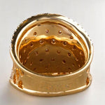 Load image into Gallery viewer, Diamond Cocktail Ring, 14K Solid Gold, Natural Diamonds, Concave Corset Ring, Broad Band with Matt Effect, Mesh Band Ring, Gift For Her
