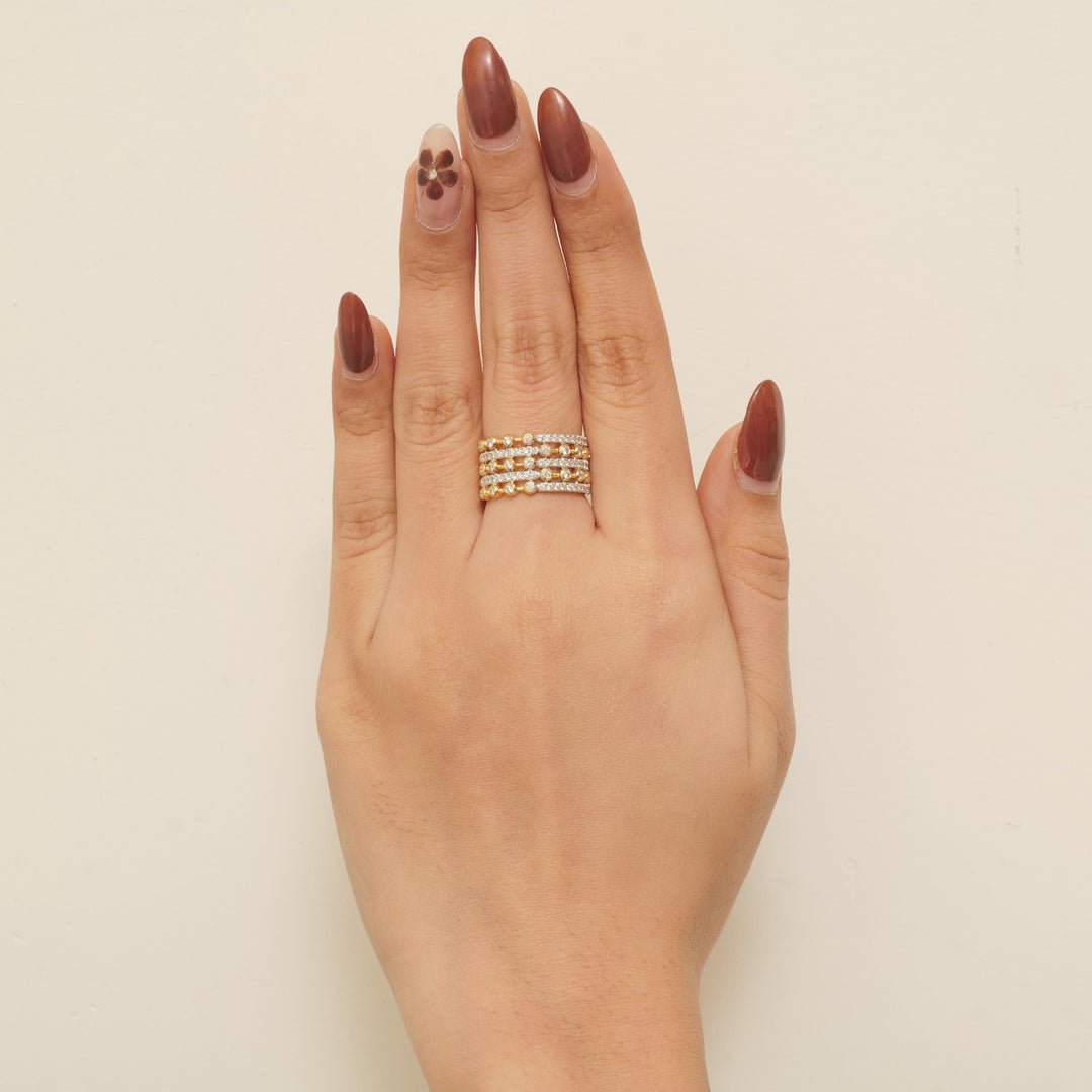 Wide Diamond Band Ring, 14k Solid Gold, Natural Diamonds, Stacking Statement Ring, Bold Eternity Ring, Wedding Band, Two Toned Ring