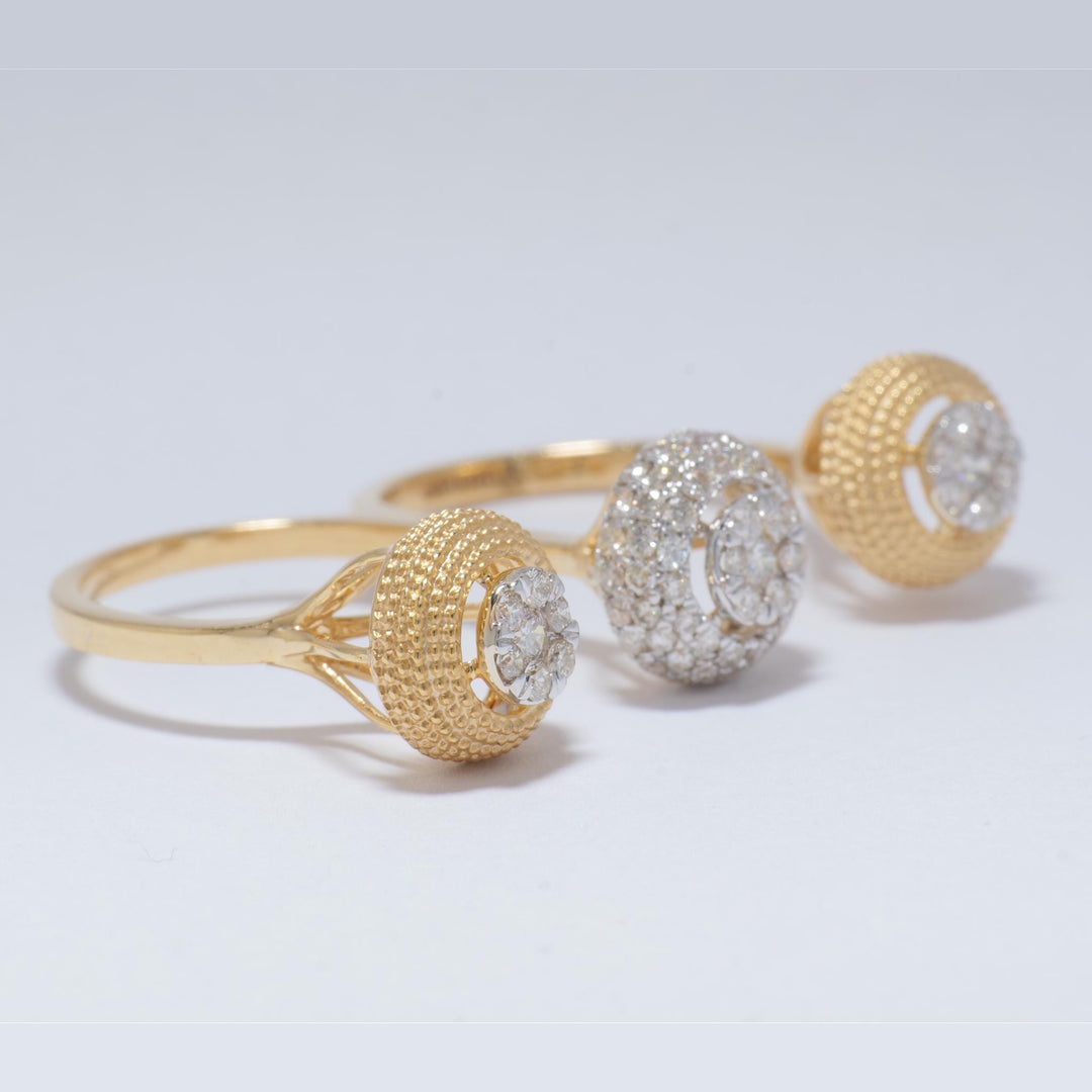 Cluster Diamond Open Cuff Ring, 14k Solid Gold, Natural Diamonds, Halo Two Tone Ring, Three Finger Cocktail Ring, Gift for Her