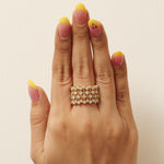 Load image into Gallery viewer, Starburst Diamond Ring, 14k Solid Gold, Natural Diamonds, Cage Broad Band, Celestial Wide Band, Cocktail Statement Ring, Gift for Her
