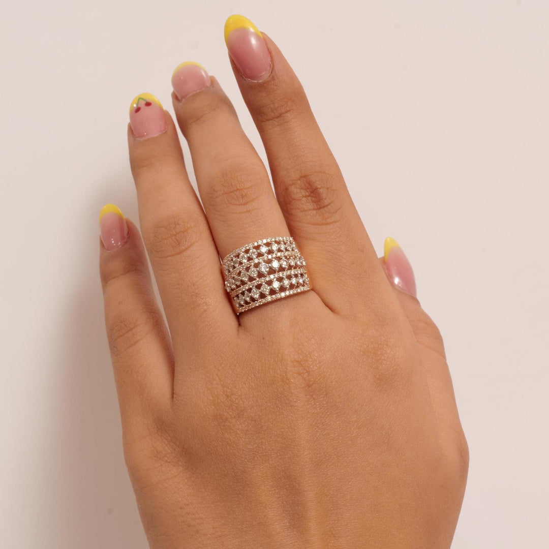 Wide Diamond Band Ring, 14k Solid Gold, Natural Diamonds, Statement Cocktail Band, Bold Eternity Ring, Broad Wedding Band, Gift for Her