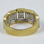 Load image into Gallery viewer, Halo Diamond Ring, 14k Solid Gold, Round &amp; Baguette Natural Diamonds, Half Eternity Band, Illusion Set Ring, Wedding Ring, Gift For Her
