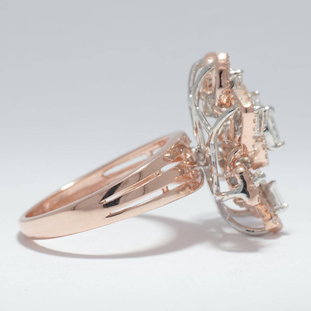 Floral Cocktail Diamond Ring, 14k Solid Gold, Natural Diamonds, Marquise & Pear Diamond, Statement Jewelry, Cocktail Halo Ring, Gift for her