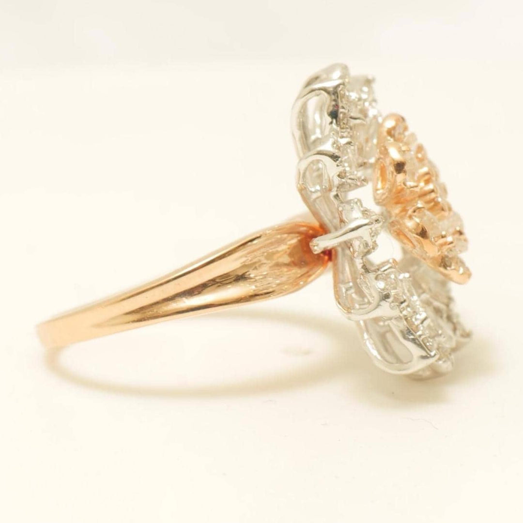 Flower Diamond Ring, 14k Solid Gold, Marquise & Pear Natural Diamonds, Statement Floral Ring, Cocktail Petal Bloom Jewelry, Gift for Her