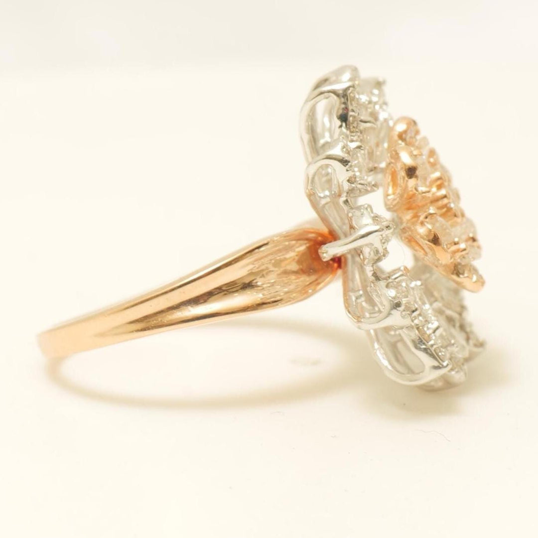 Flower Diamond Ring, 14k Solid Gold, Marquise & Pear Natural Diamonds, Statement Floral Ring, Cocktail Petal Bloom Jewelry, Gift for Her