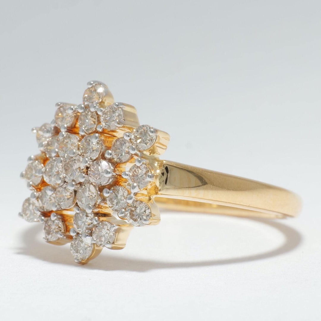 Cluster Snowflakes Diamond Ring, 14k Solid Gold, Natural Diamonds, Floral Minimalist Jewelry, Statement Cocktail Ring, Gift For Her
