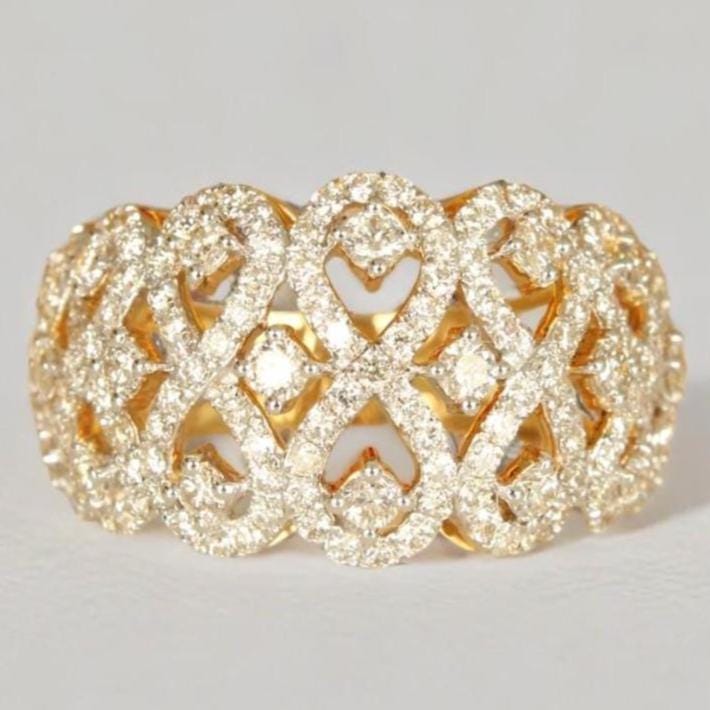 Statement Diamond Ring, 14k Solid Gold, Natural Diamonds, Infinity loop Band, Cocktail Band, Wide Band Statement Ring, Gift For Her