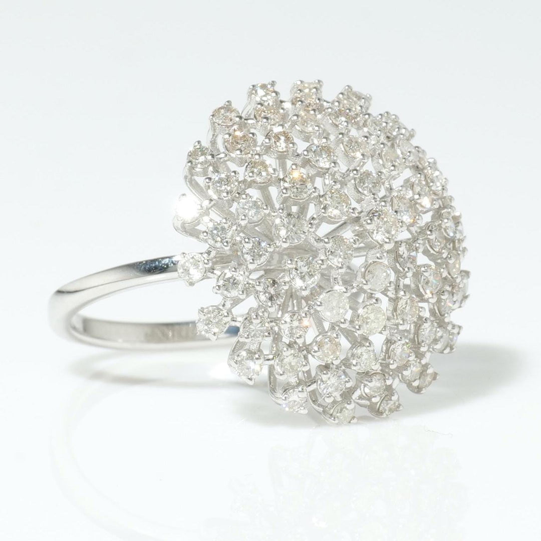 Starburst Dome Diamond Ring, 14k Solid Gold, Natural Diamonds, Statement Flower Ring, Cluster Sphere Cocktail Ring, Bridal Wedding Jewelry