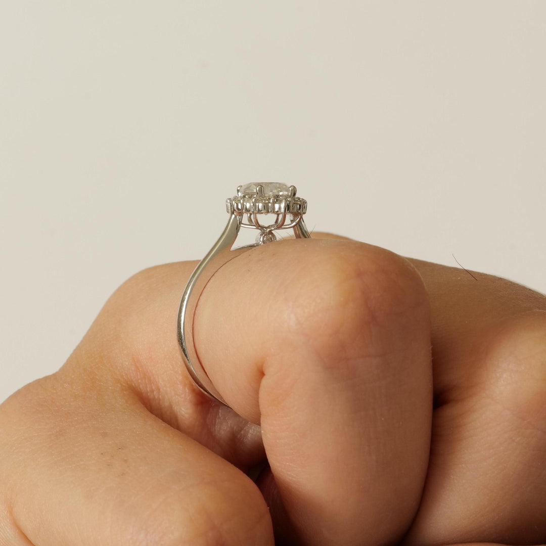 Halo Oval Solitaire Diamond Ring, 14k Solid Gold, Natural Diamond, Engagement Promise Ring, Bridal Jewelry, Minimalist Jewelry, Wedding Gift