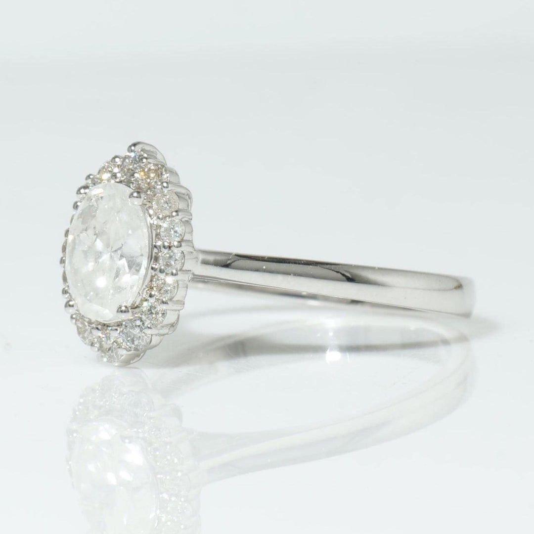 Halo Oval Solitaire Natural Diamond Ring: 14k Solid Gold Engagement Promise Ring, Certified Jewelry