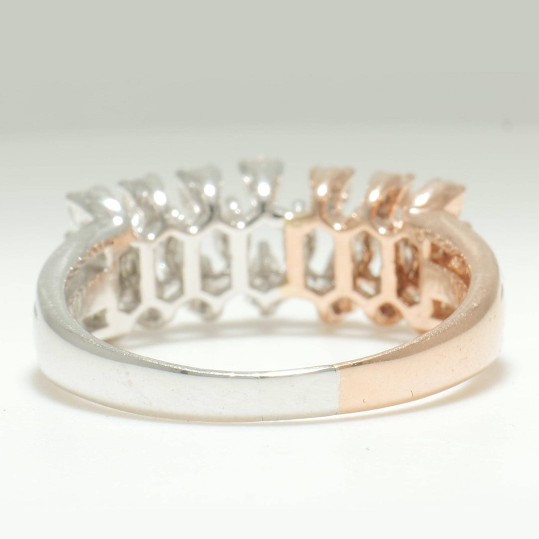 Pear & Marquise Diamond Band Ring, 14K Solid Gold, Natural Diamond, Dual Tone Cocktail Band, Wedding Band, Statement Jewelry, Gift for her