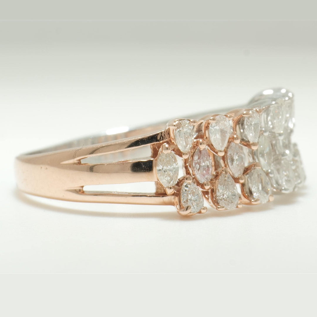 Pear & Marquise Diamond Band Ring, 14K Solid Gold, Natural Diamond, Dual Tone Cocktail Band, Wedding Band, Statement Jewelry, Gift for her