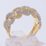 Load image into Gallery viewer, Miami Cuban Diamond Ring, 14K Solid Gold, Eternity Band, Iced Out With Handset Natural Diamonds,  Women&#39;s Day Gift
