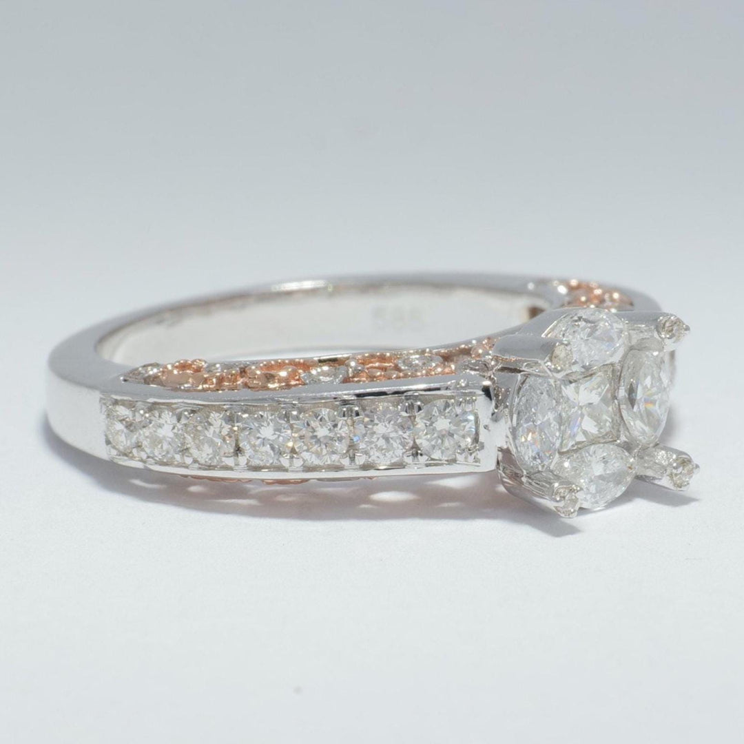 Illusion Set  Fancy Natural Diamond Ring: 14k Solid Gold Filigree Statement Jewellery, Certified Jewelry