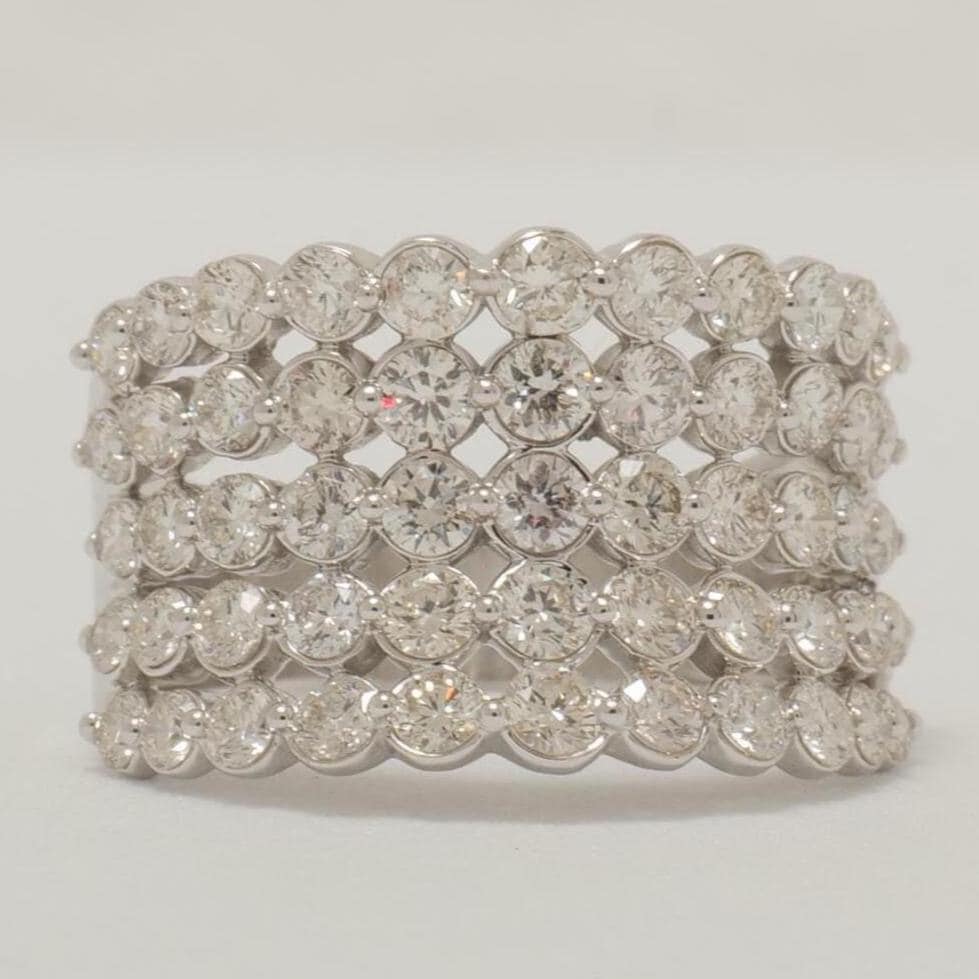 Diamond Eternity Broad Band, 14K Solid Gold, Wide Wedding Band, Natural Diamonds, Multi-Row Stacking Ring, Cocktail Ring, Gift For Her