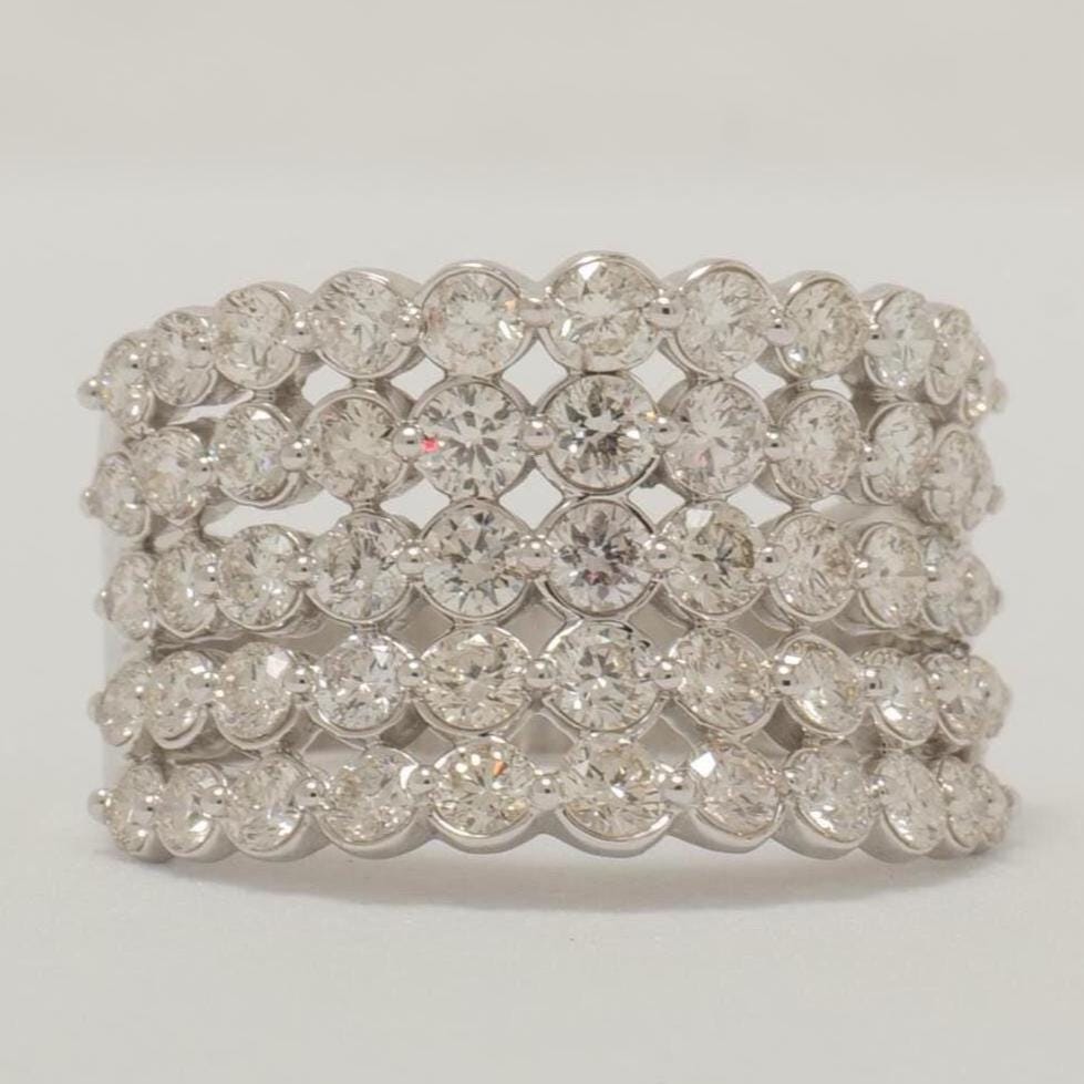 Diamond Eternity Broad Band, 14K Solid Gold, Wide Wedding Band, Natural Diamonds, Multi-Row Stacking Ring, Cocktail Ring, Gift For Her