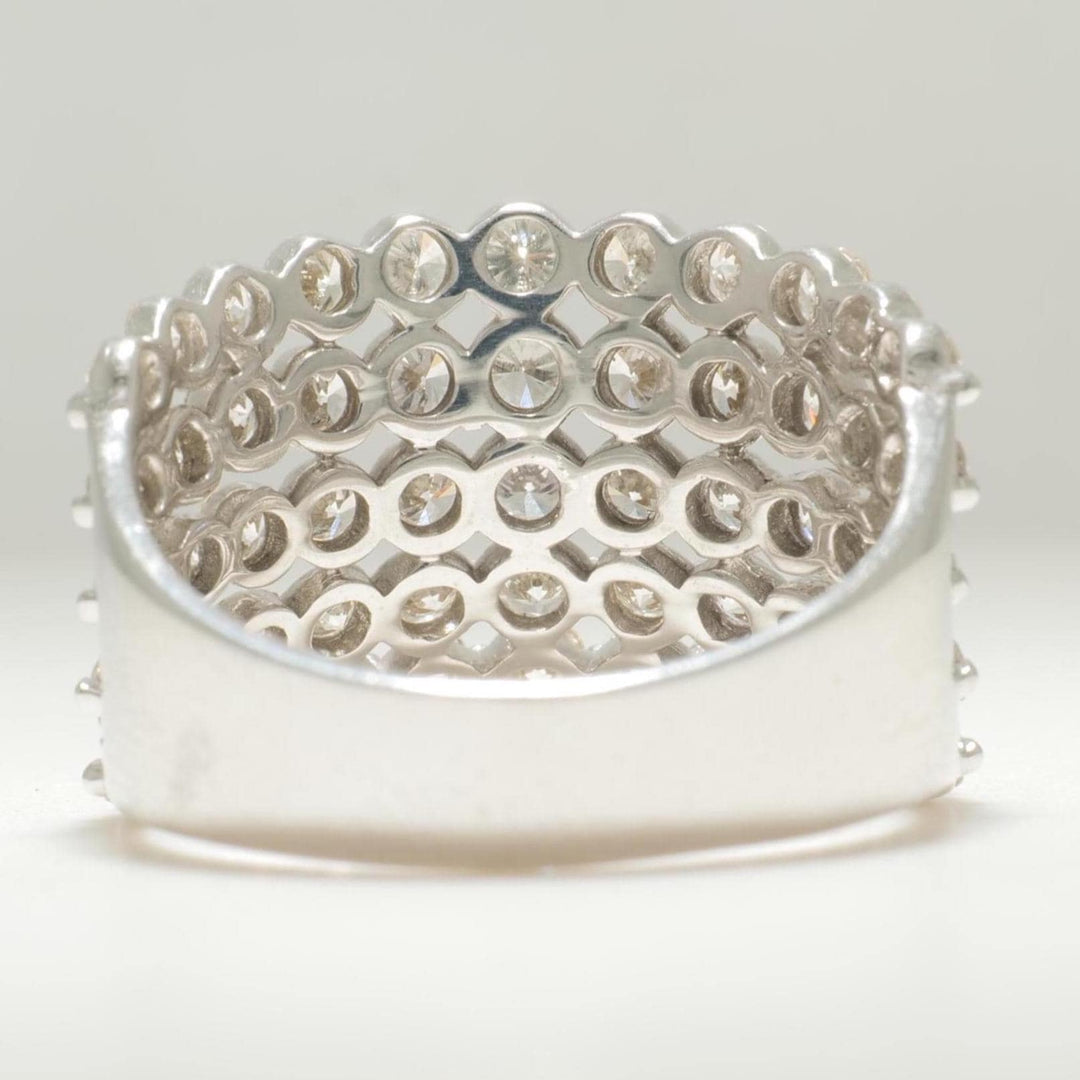 Diamond Eternity Broad Band, 14K Solid Gold, Wide Wedding Band, Natural Diamonds, Multi-Row Stacking Ring, Cocktail Ring, Gift For Her