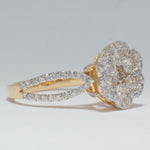 Load image into Gallery viewer, Flower Diamond Ring, 14k Solid Gold, Natural Diamond, Dual tone Illusion Ring, Cluster Statement Ring, Bridal Floral Jewelry, Gift For Her
