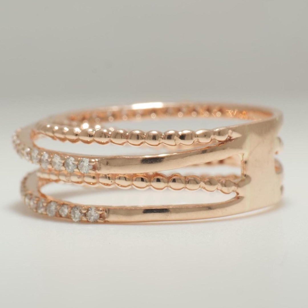 Twist Diamond Band Ring, 14K Solid Gold, Stacking Crossover Ring, Natural Diamonds, Statement Jewelry, Broad Band Ring, Gift for Her