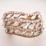 Load image into Gallery viewer, Marquise Diamond Wave Lines Band, Dual Tone Ring, 14K Solid Gold, Natural Diamonds, Statement Cocktail Band, Cluster Ring, Gift For Her
