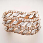 Load image into Gallery viewer, Marquise Diamond Wave Lines Band, Dual Tone Ring, 14K Solid Gold, Natural Diamonds, Statement Cocktail Band, Cluster Ring, Gift For Her
