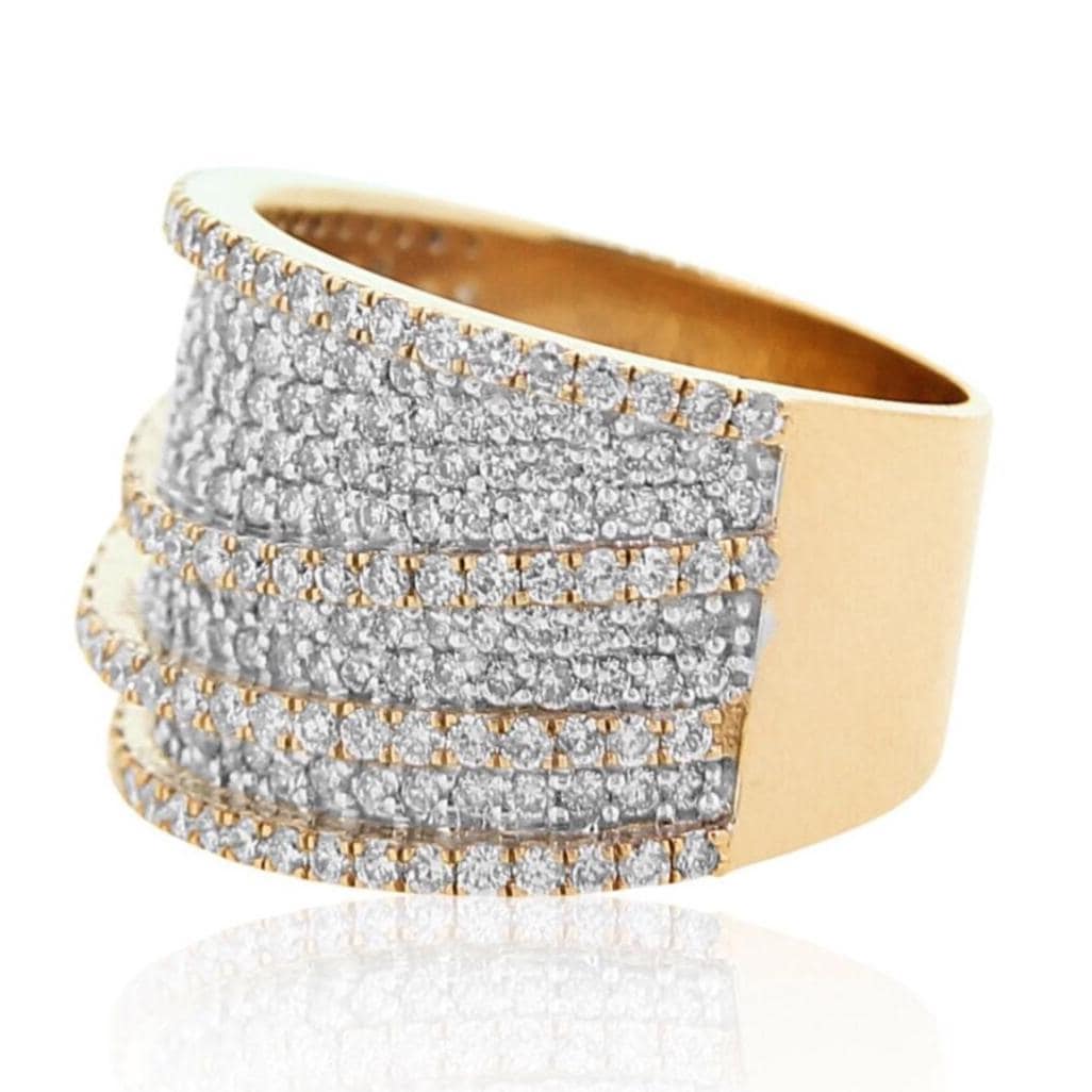 Wide Eternity Band, 14k Solid Gold, Bold Statement Cocktail Band, Natural Diamonds, Iced Out Micro Pave Ring, Two Tone Ring, Gift for her