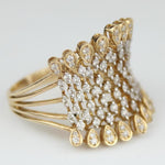 Load image into Gallery viewer, Crown Diamond Ring, 14k Solid Gold, Natural Diamonds, Pear Drop Broad Cocktail Ring, Bridal Jewelry, Statement Jewelry, Gift For Her
