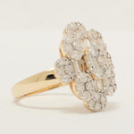 Load image into Gallery viewer, Flower Cluster Diamond Ring, 14k Solid Gold, Baguette Cocktail Ring, Natural Diamonds, Illusion Setting, Statement Jewelry, Gift For Her
