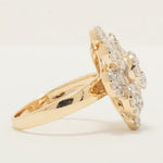 Load image into Gallery viewer, Flower Cluster Diamond Ring, 14k Solid Gold, Baguette Cocktail Ring, Natural Diamonds, Illusion Setting, Statement Jewelry, Gift For Her
