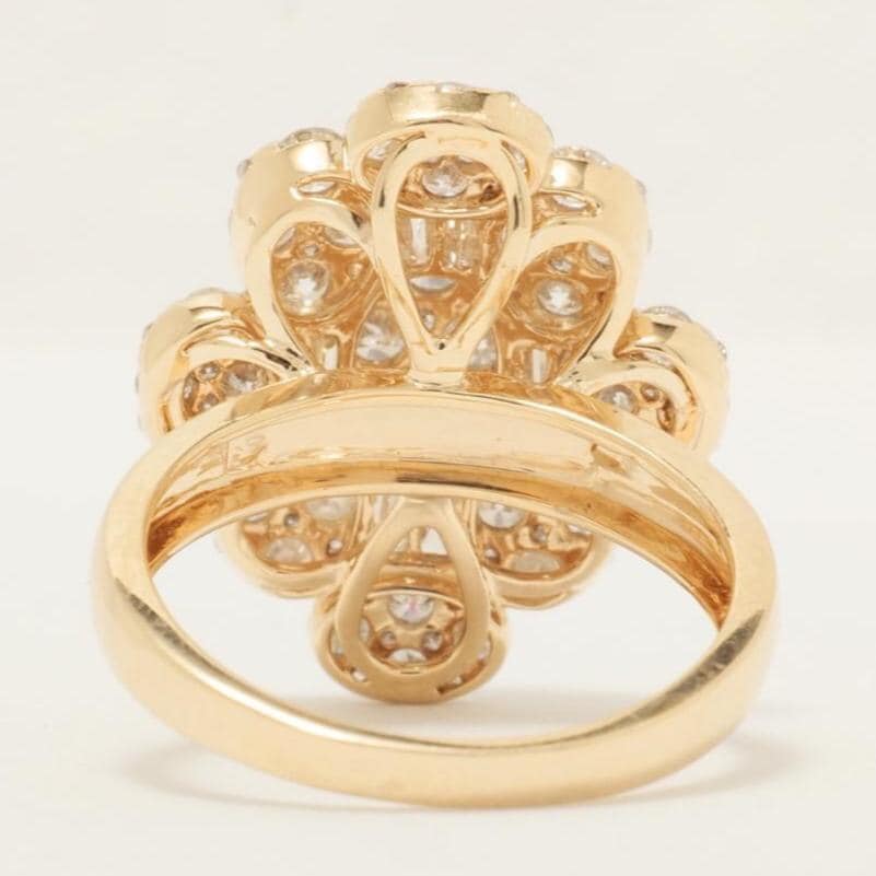 Flower Cluster Diamond Ring, 14k Solid Gold, Baguette Cocktail Ring, Natural Diamonds, Illusion Setting, Statement Jewelry, Gift For Her