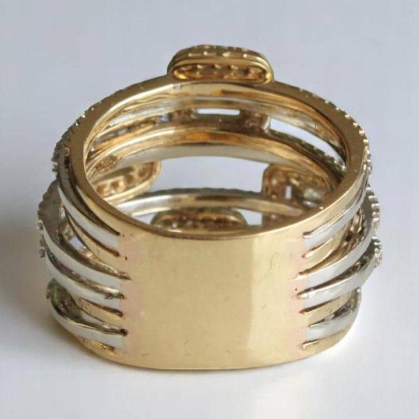 Cocktail Diamond Ring, 14k Solid Gold, Baguette Natural Diamonds, Wedding Ring, Bold Statement Ring, Wide Band Jewelry, Gift For Her