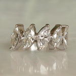 Load image into Gallery viewer, 14k Gold Marquise Natural Diamond Ring: Half Eternity Engagement Stack Band, Certified Jewelry
