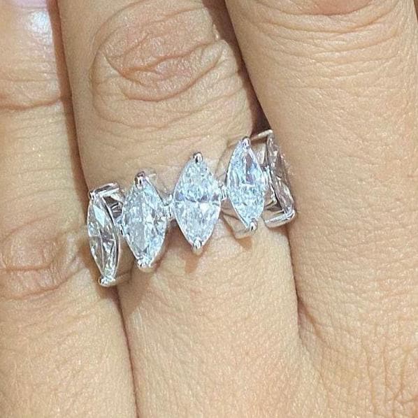 Marquise Diamond Ring, 14k Solid Gold, Engagement Stack, Natural Diamonds, Half Eternity Band, Statement Gold Ring, Gift For Her
