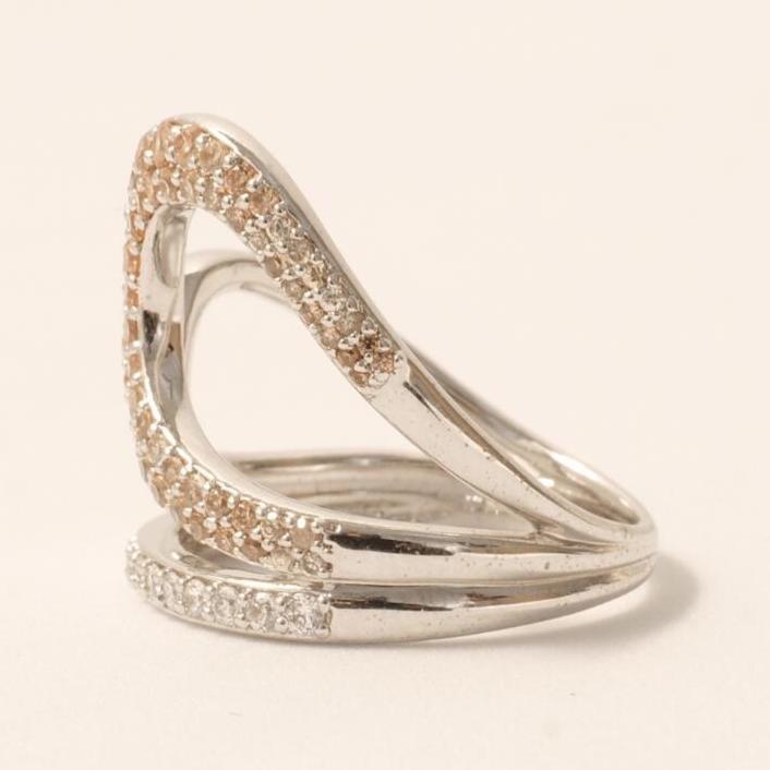 Gold Swirl Diamond Ring, 14k Solid Gold, Natural Diamond, Two-Toned Statement Jewelry, Contemporary Cluster Cocktail  Ring, Gift for Her