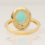 Load image into Gallery viewer, Oval Emerald Double Halo Diamond Ring, 14k Solid Gold, Natural Diamonds, Gemstone Statement Cocktail Jewelry, Engagement Wedding Ring
