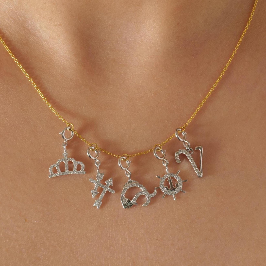 Crown Diamond Charm, 14k Solid Gold, Natural Diamonds, Queen Layering Necklace, Minimal King Everyday Pendant, Ready To Ship