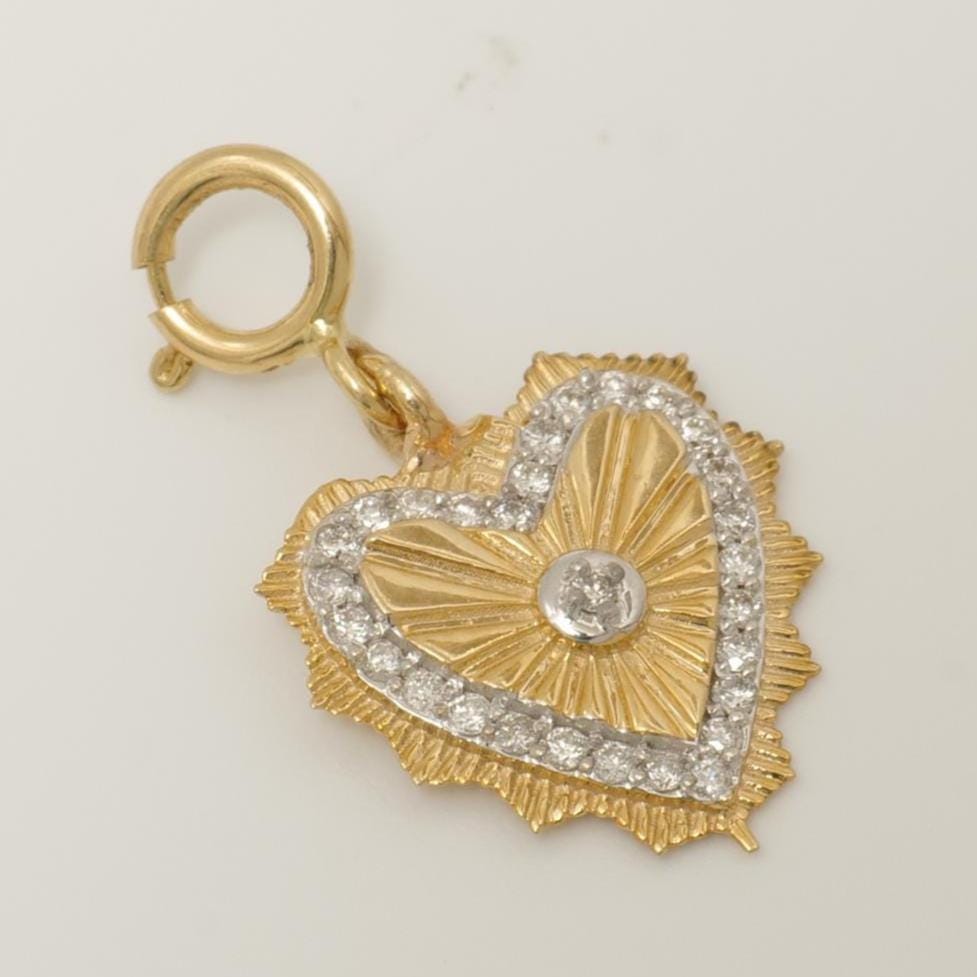 Heartburst Medallion Diamond Charm, 14k Solid Gold, Natural Diamonds, Dual Tone Layering Necklace, Everyday Pendant, Ready To Ship