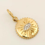 Load image into Gallery viewer, Evil Eye Sunburst Diamond Charm, 14k Solid Gold, Natural Diamonds, Layering Pendant Necklace, Everyday Stacking Jewelry, Ready To Ship
