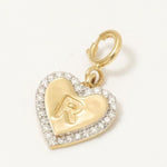 Load image into Gallery viewer, Embossed Initial Heart Natural Diamonds Layering Charm: 14k Solid Gold Everyday Personalised Pendant, Letter Necklace, Certified Jewelry
