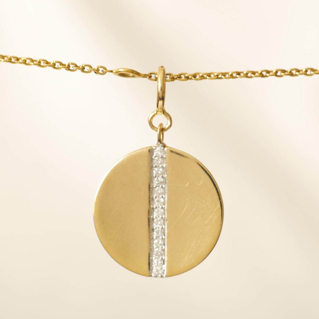 Circle Diamond Charm, 14k Solid Gold, Natural Diamonds, Everyday Layering Pendant, Geometric Necklace, Ready To Ship, Certified Jewelry