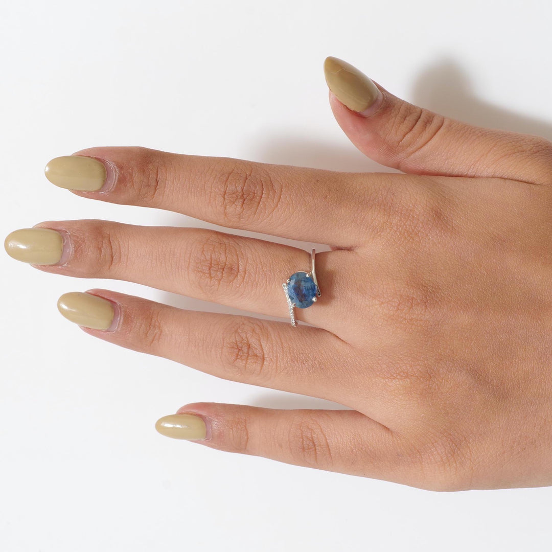 Blue Sapphire Oval Diamond Ring, 14k Solid Gold, Natural Diamonds, Gemstone Statement Jewelry,  Ready To Ship, Certified Jewelry