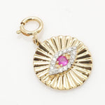 Load image into Gallery viewer, Evil Eye Medallion Diamond Charm Pendant, 14k Solid Gold, Natural Diamonds, Gemstone Layering Necklace, Ready To Ship, Certified Jewelry
