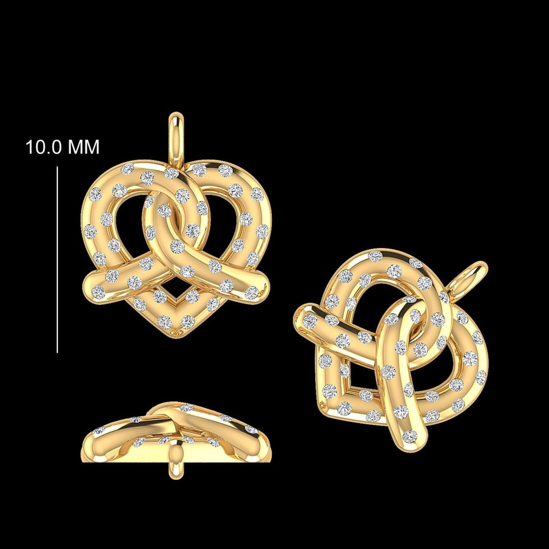 Pretzel Heart Diamond Charm, 14k Solid Gold, Natural Diamond, Everyday Layering Jewelry, Minimal Necklace, Ready To Ship, Certified Jewelry
