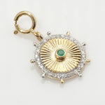 Load image into Gallery viewer, Sunburst Medallion Charm, 14k Solid Gold, Natural Diamond, Layering Pendant, Dual Tone Gemstone Necklace, Ready To Ship, Certified Jewelry
