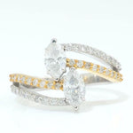 Load image into Gallery viewer, Marquise Diamond Cross Ring, 14k Solid Gold, Natural Diamonds, Dual Tone Cocktail Band Ring, Statement Jewelry, Certified Jewelry
