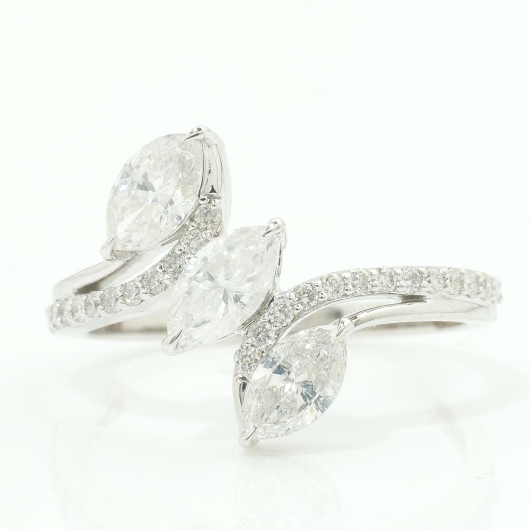 Marquise Trio Diamond Ring, 14k Solid Gold, Natural Diamonds, Cocktail Band Ring, Statement Jewelry, Bypass Band Ring, Certified Jewelry