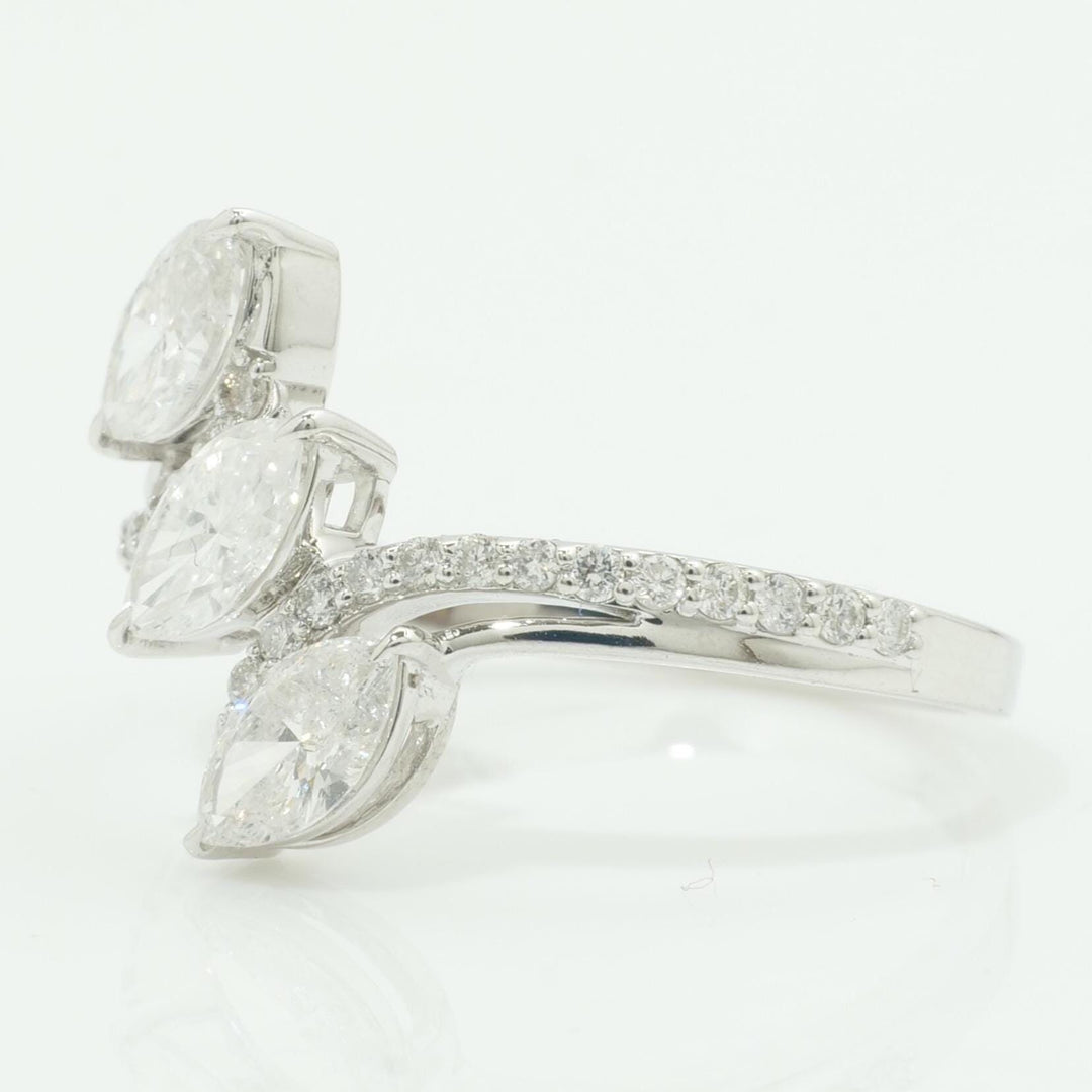 Marquise Trio Diamond Ring, 14k Solid Gold, Natural Diamonds, Cocktail Band Ring, Statement Jewelry, Bypass Band Ring, Certified Jewelry