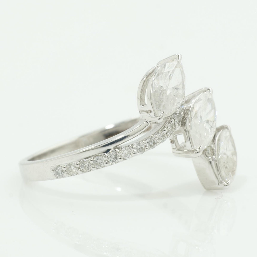 Marquise Trio Diamond Ring, 14k Solid Gold, Natural Diamonds, Cocktail Band Ring, Statement Jewelry, Bypass Band Ring, Certified Jewelry