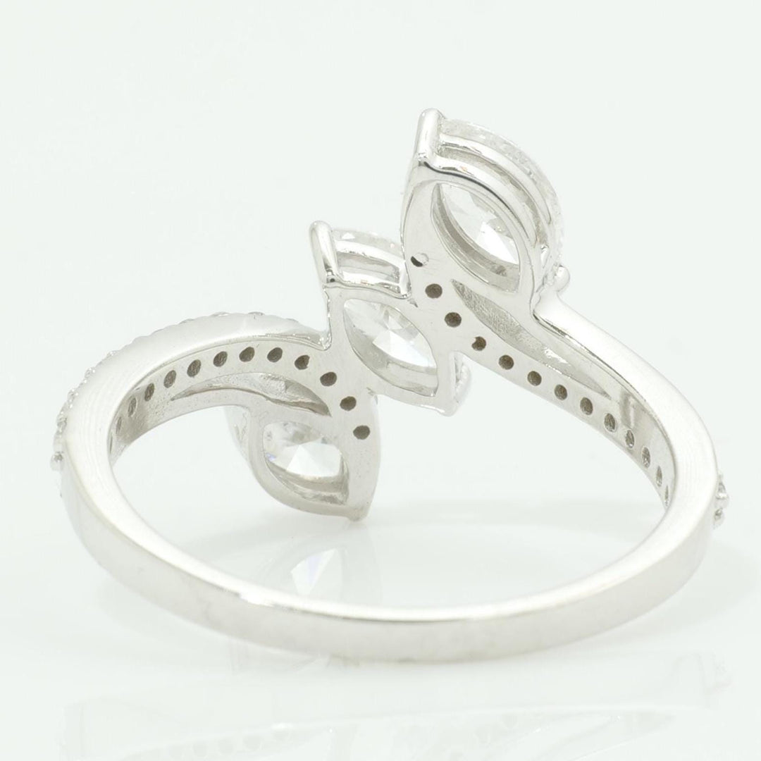 Marquise Trio Diamond Ring, 14k Solid Gold, Natural Diamonds, Cocktail Band Ring, Statement Jewelry, Bypass Band Ring, Certified Jewelry
